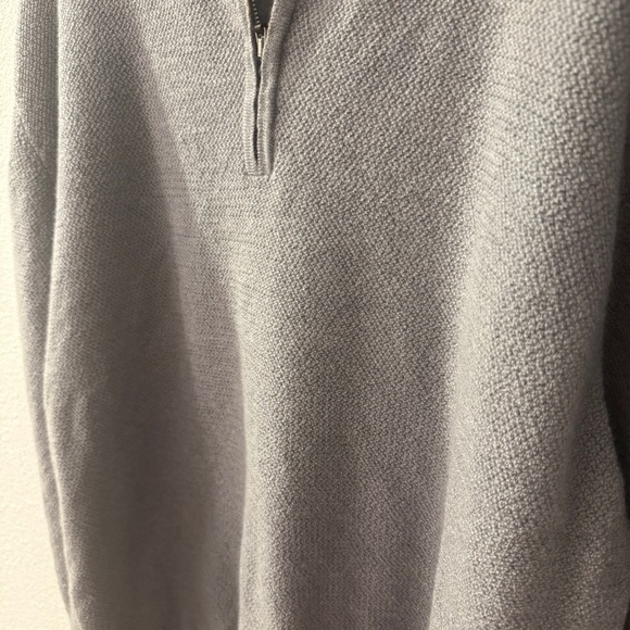 Allen Edmonds Merino Wool 1/4 Zip Sweater Gray XL 2XL Made in Italy Waffle Knit - Picture 3 of 13